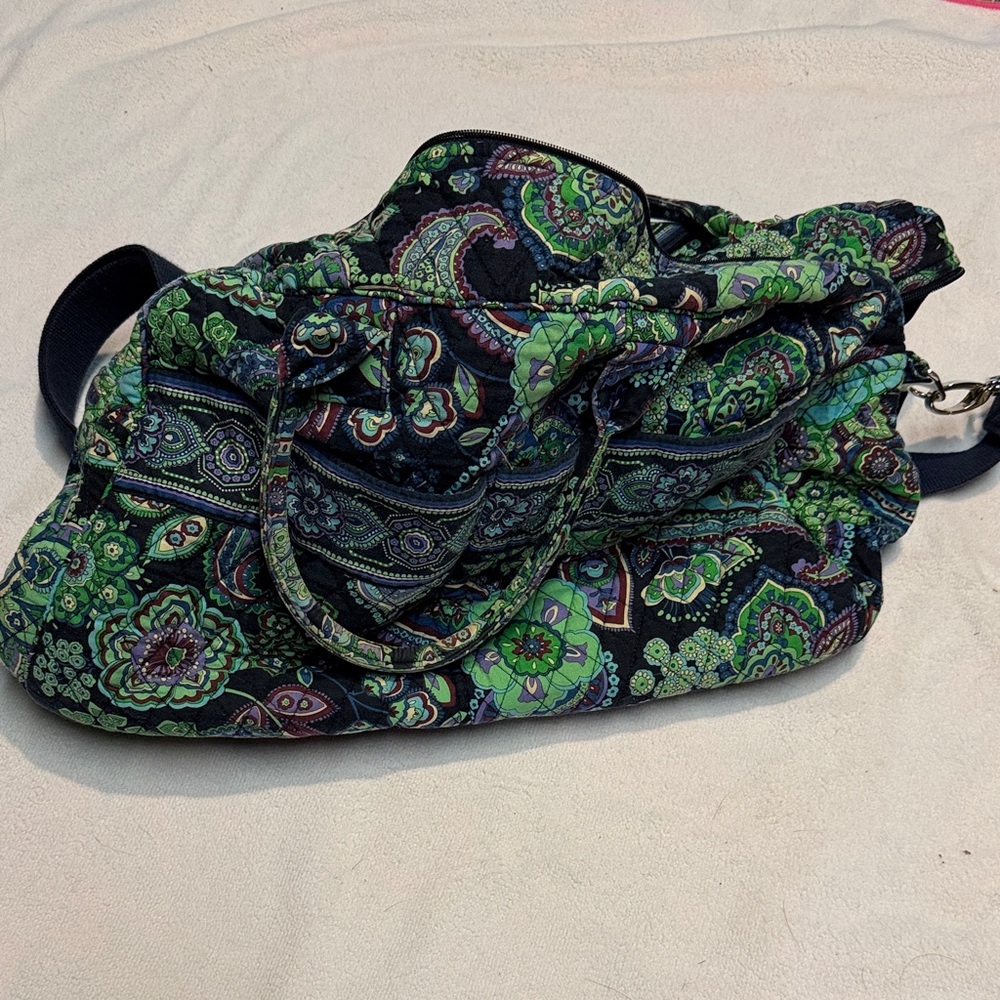 Vintage Vera Bradley Floral Green and navy weekender bag